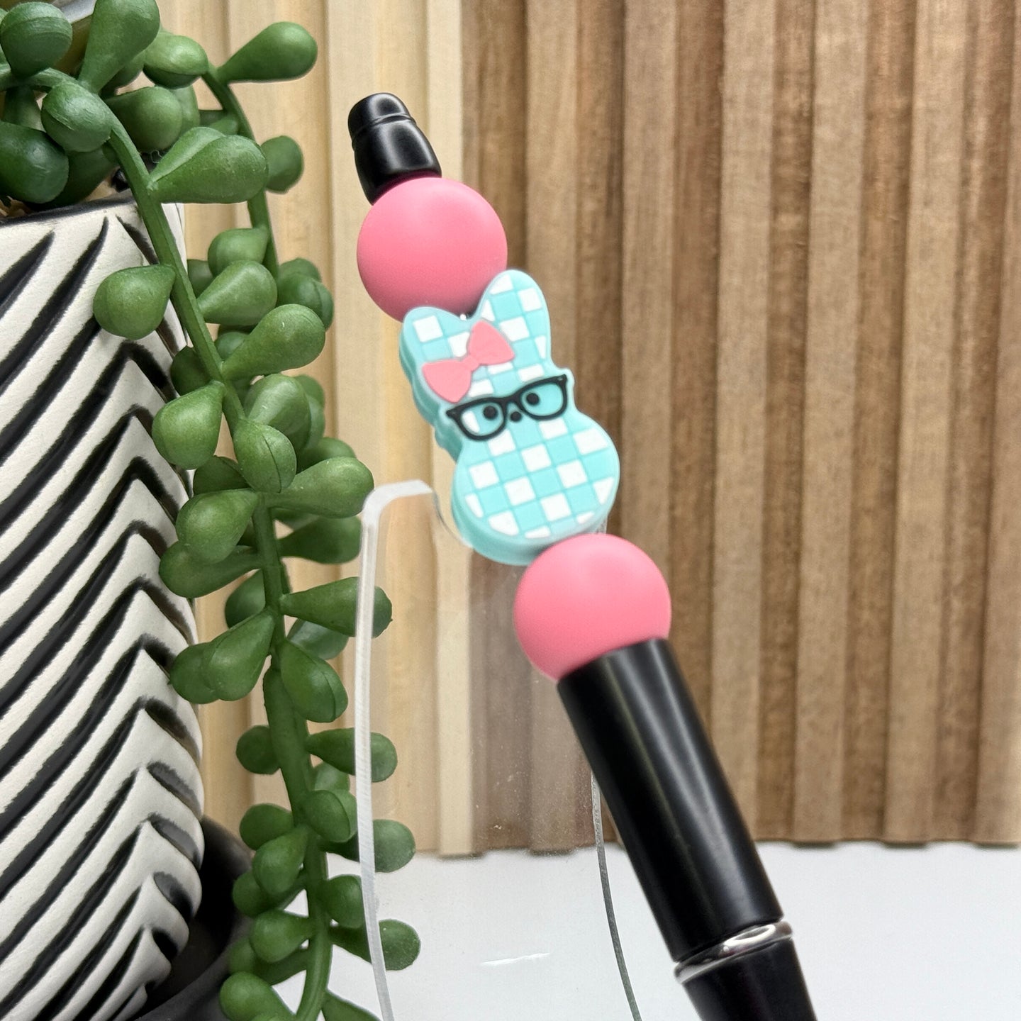 Mint Checkered Peeps Plastic Pen